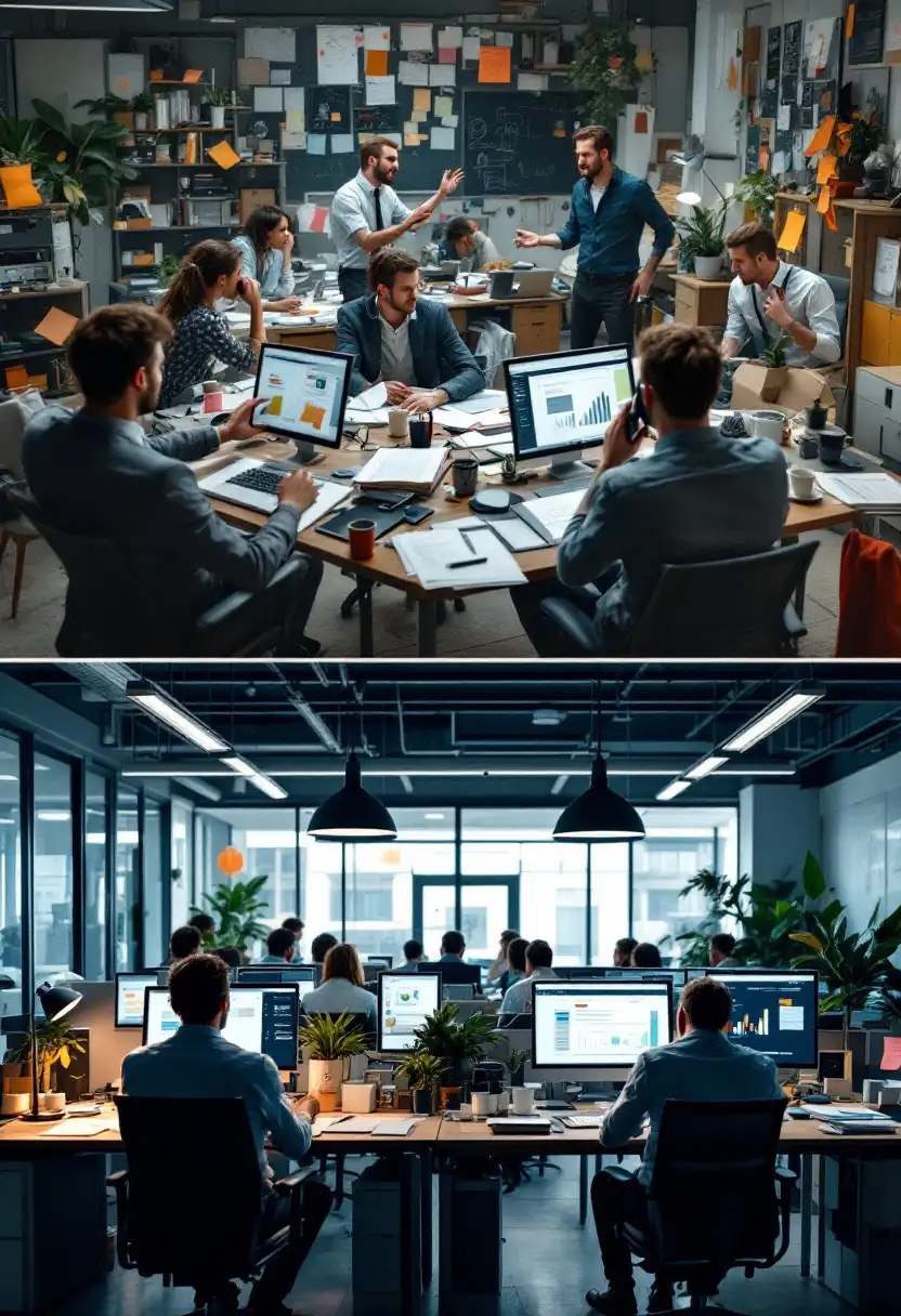 Visual of ERP system improving communication and collaboration across departments for better productivity.